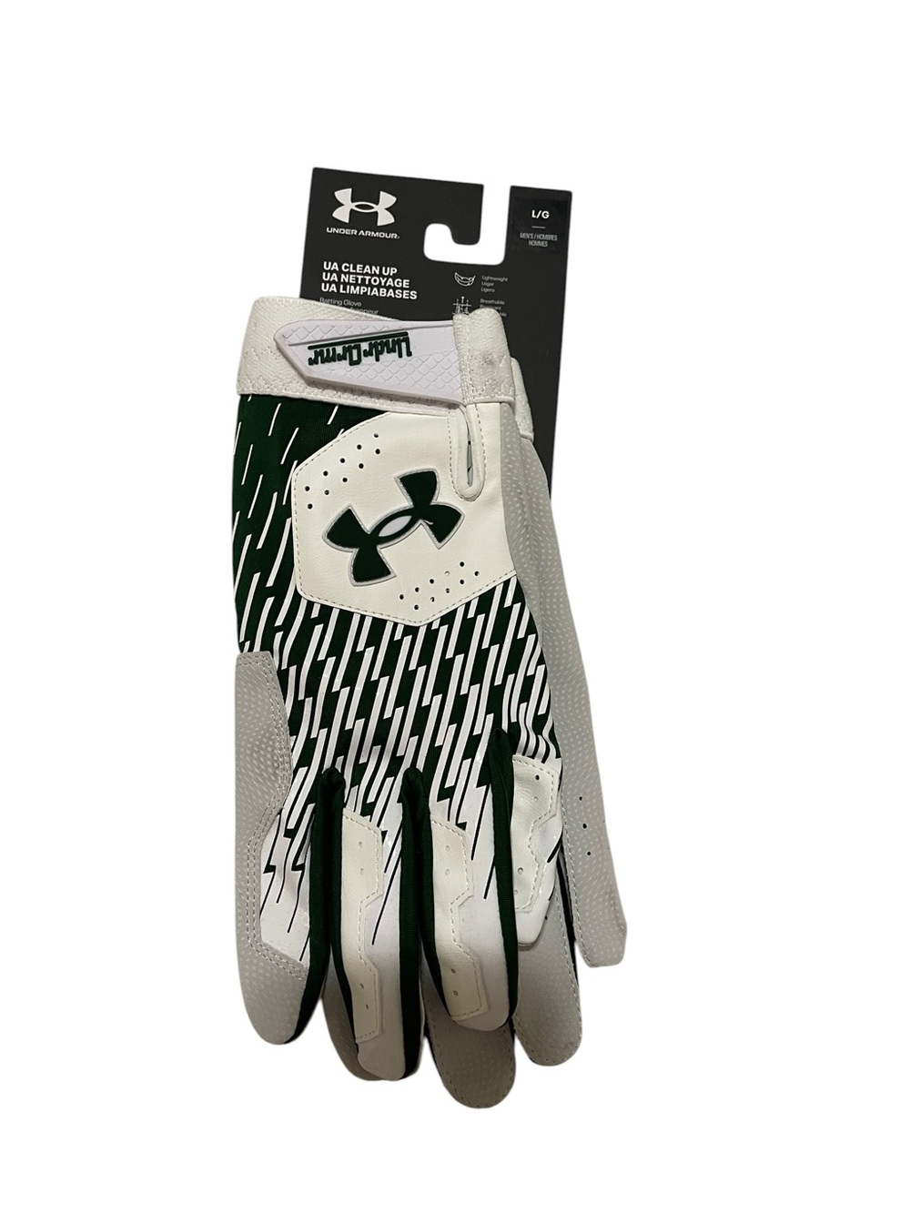 Under Armour Batting Glove in Green and White